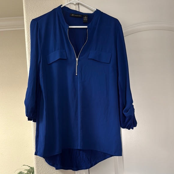 INC international concepts Royal Blue Blouse with Zipper - Picture 1 of 2